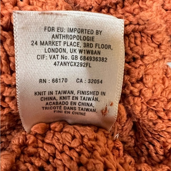 Moth Chunky Cable Knit High- Low Burnt Orange Sweater Size S - Picture 10 of 12